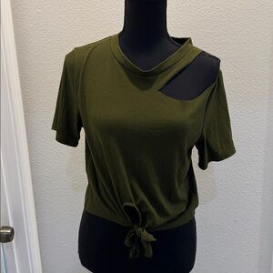 SHEIN Dark Green Cutout Knot Tee